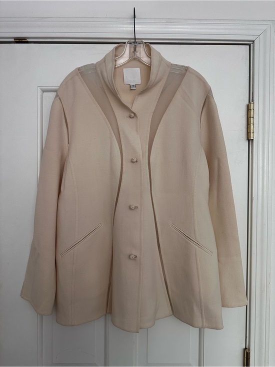 Ralph Rucci CHADO Jackets & Blazers - Ralph Rucci CHADO 100% Wool Jacket Ivory Mesh Panel Architectural Size 18